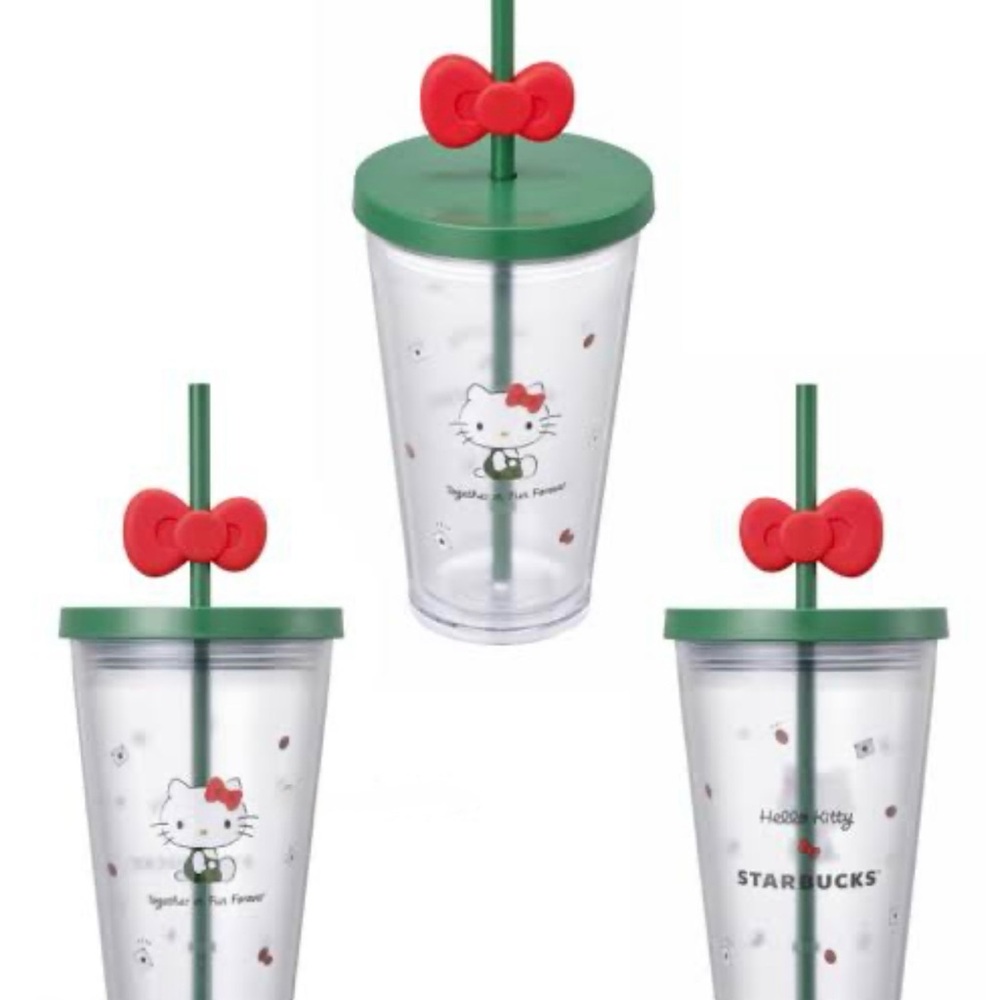 ‼️2025 Starbucks Korea‼️ Hello Kitty Clear 16 oz Tumbler Cup with Red Bow - Picture 6 of 6
